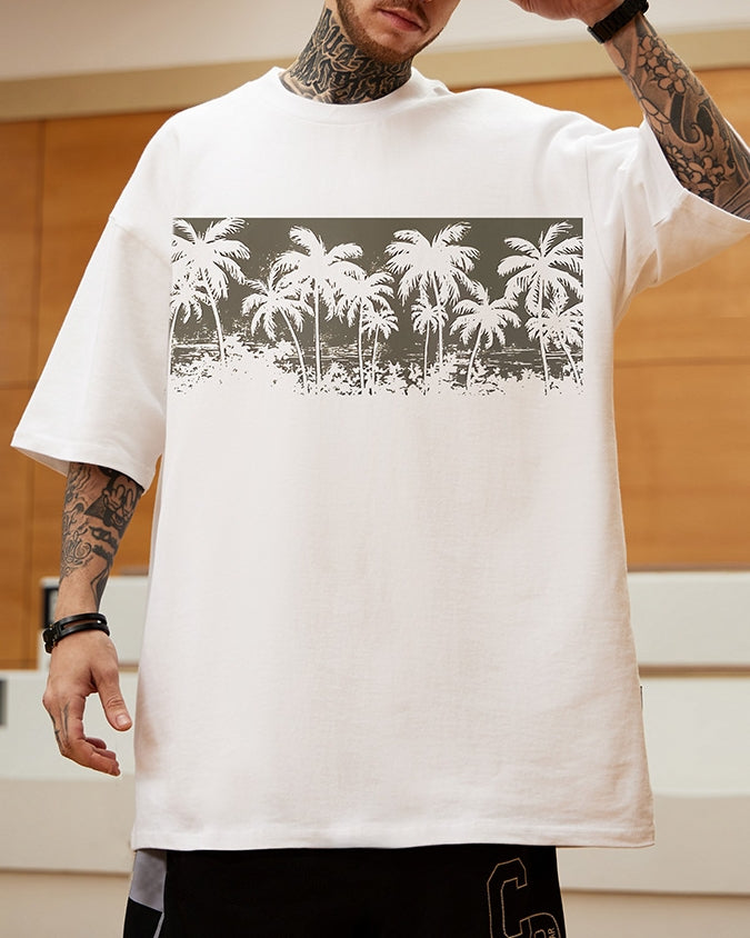 パームツリーグラフィック半袖Tシャツ U2181