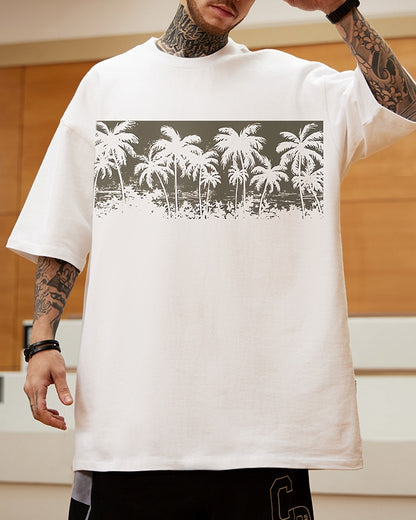 パームツリーグラフィック半袖Tシャツ U2181