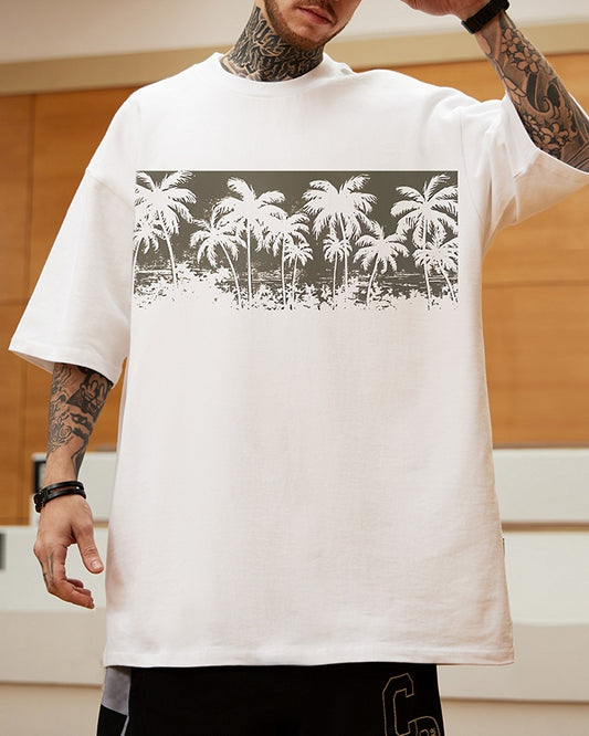 パームツリーグラフィック半袖Tシャツ U2181