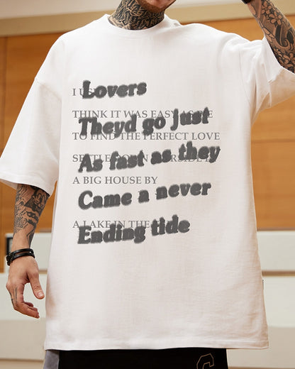 ラバーズテキストタイポグラフィTシャツ U2318