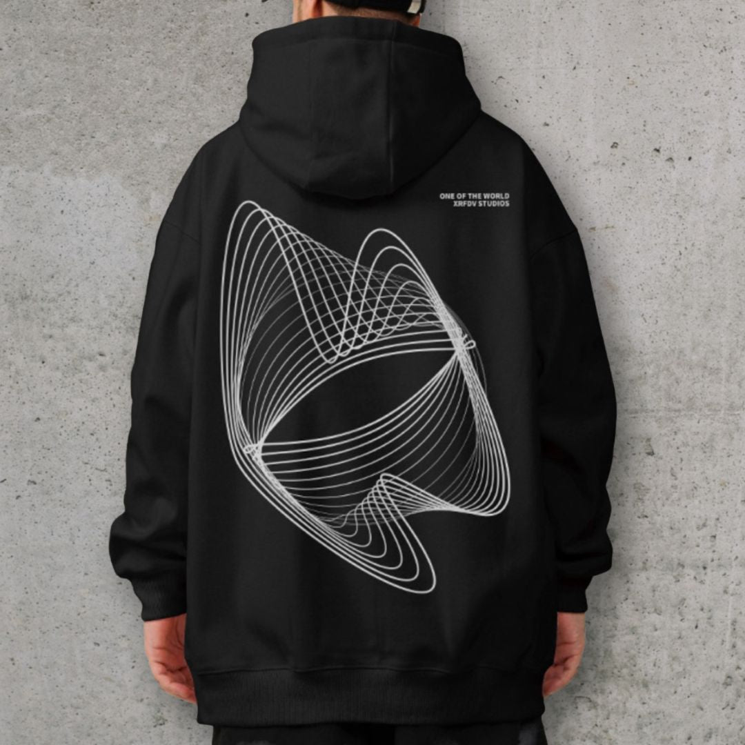 モーションラインアートプリントパーカー U2385