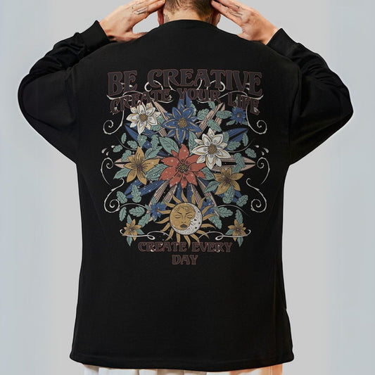 【OUTLET/即納】バックプリントクリエイティブ長袖Tシャツ U2267