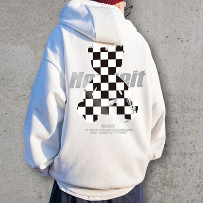 チェッカーベアプリントパーカー U2494