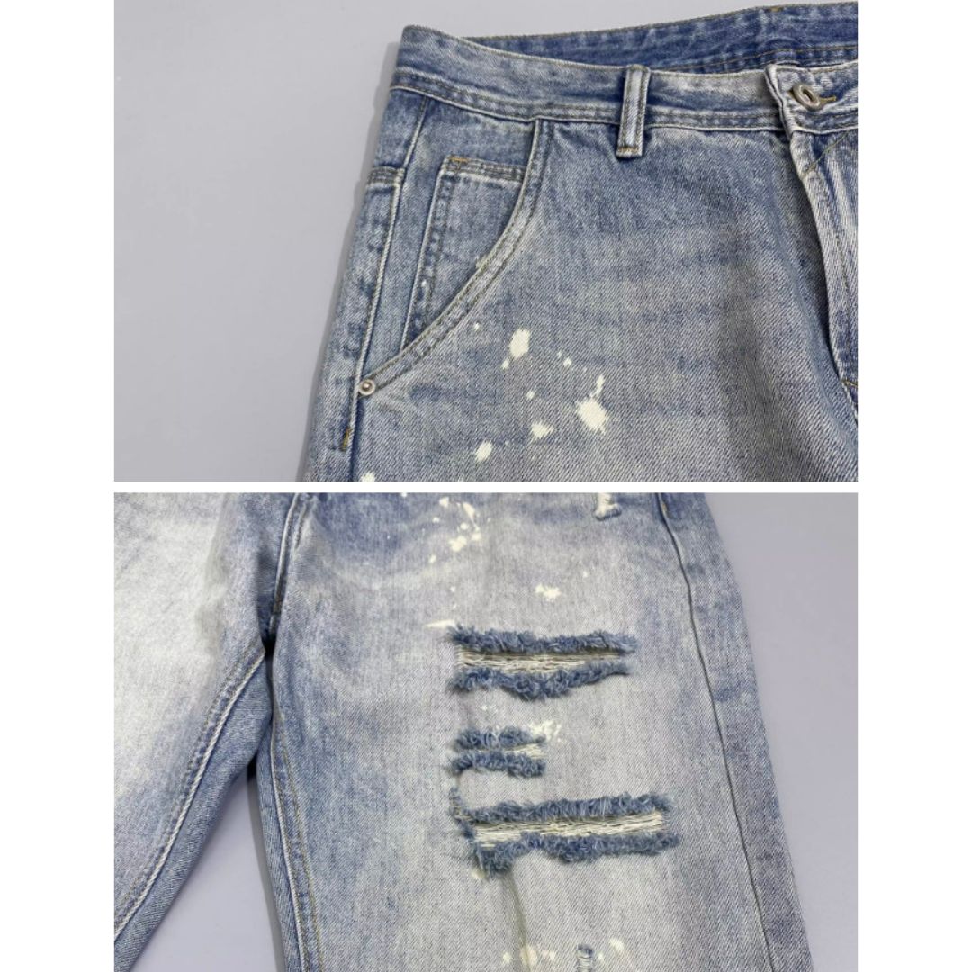 【OUTLET/即納】ダメージホールウォッシュドデニムジーンズ U1522