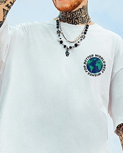 グローブプリント半袖Tシャツ U2244