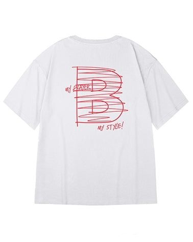 Bラインロゴバックプリント半袖Tシャツ U2211