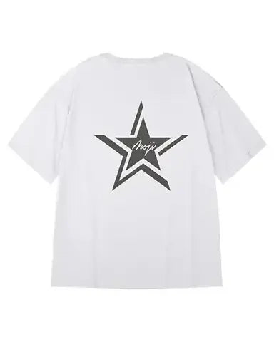 モノトーンスターアートプリント半袖Tシャツ U2255