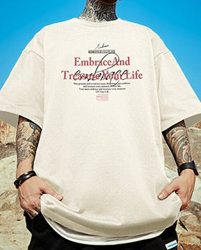タイポグラフィモチーフグラフィック半袖Tシャツ U2134