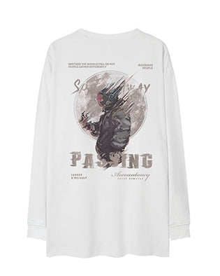 ムーンスペースグラフィック長袖Tシャツ U2371