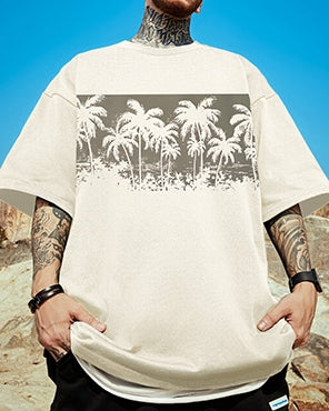 パームツリーグラフィック半袖Tシャツ U2181