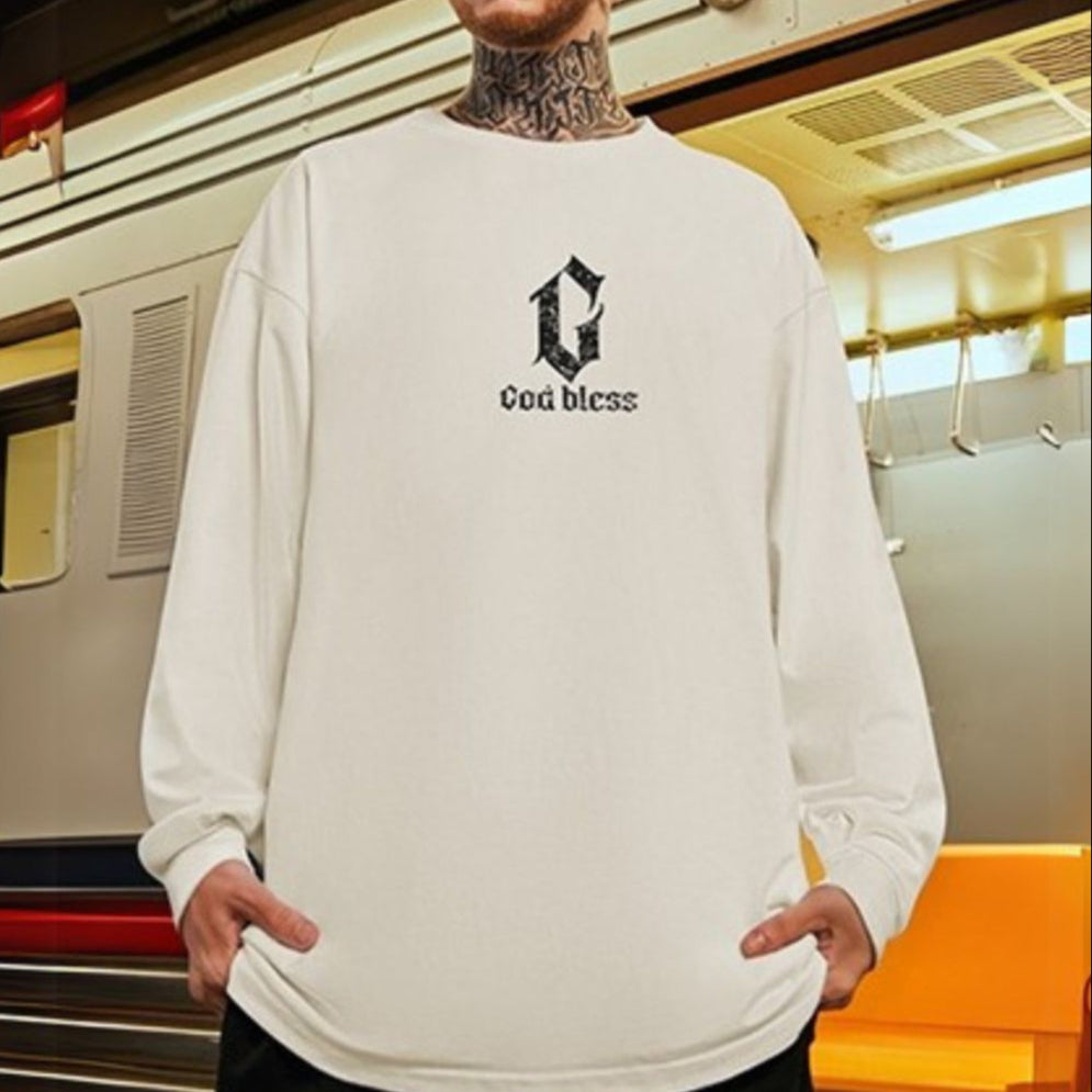 フロントデザインプリント長袖Tシャツ U2273