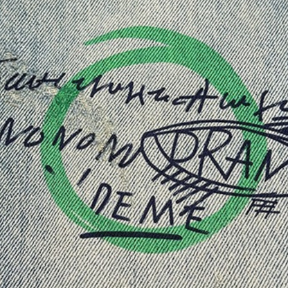 グラフィックペイントワイドデニムパンツ U2516