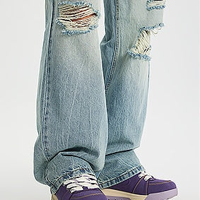 【OUTLET/即納】ライトクラッシュワイドデニムパンツ U2362