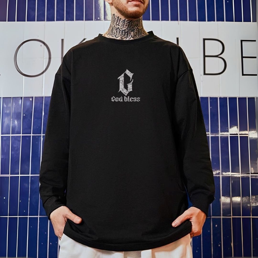 フロントデザインプリント長袖Tシャツ U2273