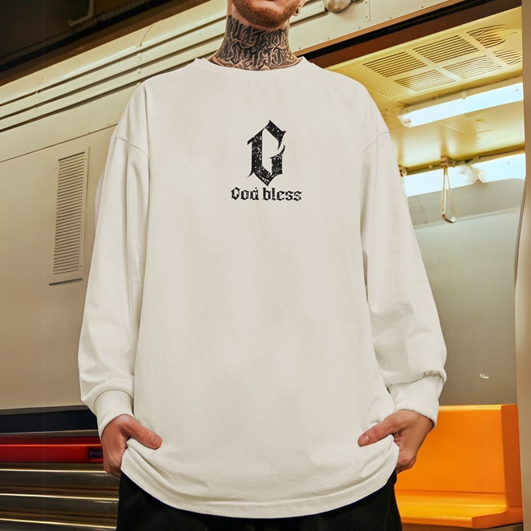 フロントデザインプリント長袖Tシャツ U2273