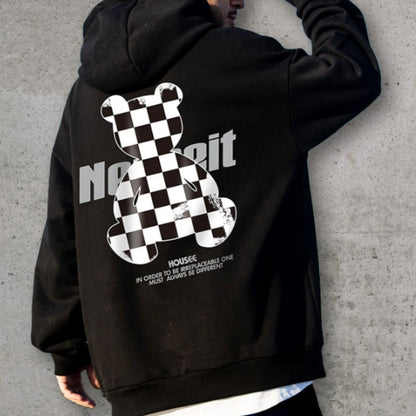 チェッカーベアプリントパーカー U2494