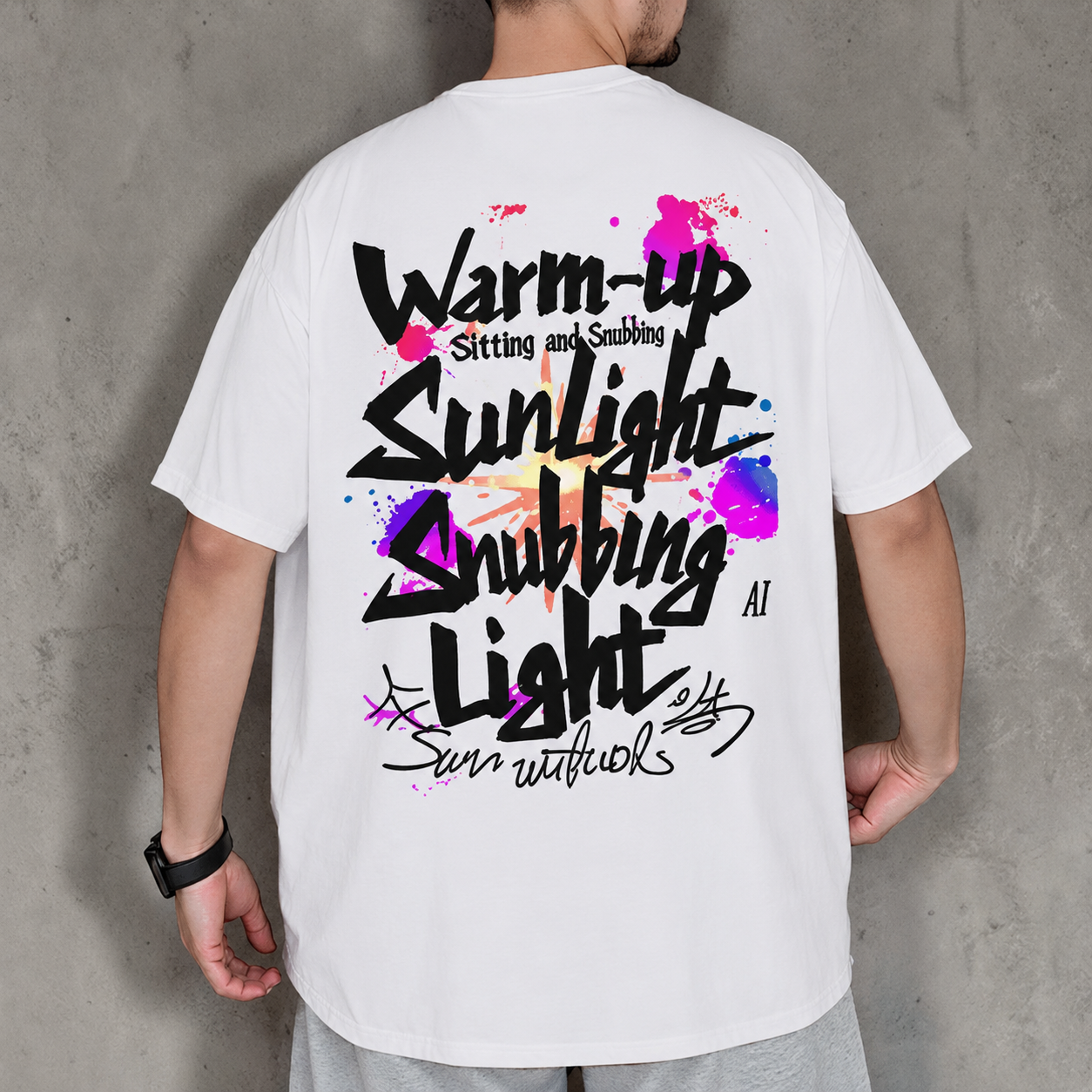 【OUTLET/即納】スプラッシュプリントバックデザイン半袖Tシャツ U2593