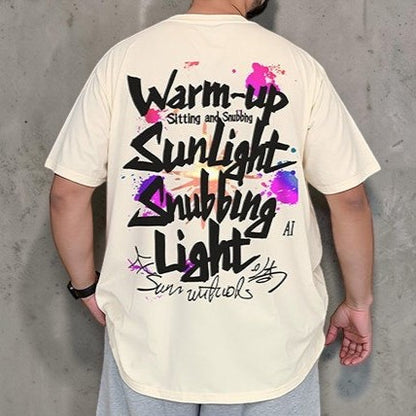 スプラッシュプリントバックデザイン半袖Tシャツ U2593