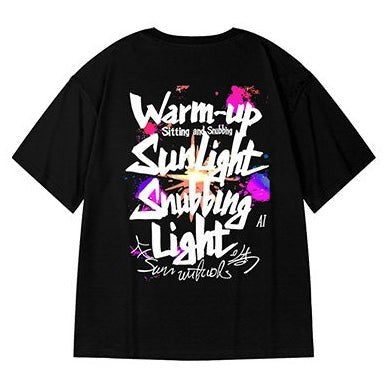 スプラッシュプリントバックデザイン半袖Tシャツ U2593