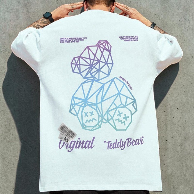 グラデーションベアバックプリント半袖Tシャツ U2320