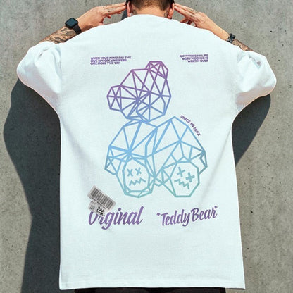 グラデーションベアバックプリント半袖Tシャツ U2320
