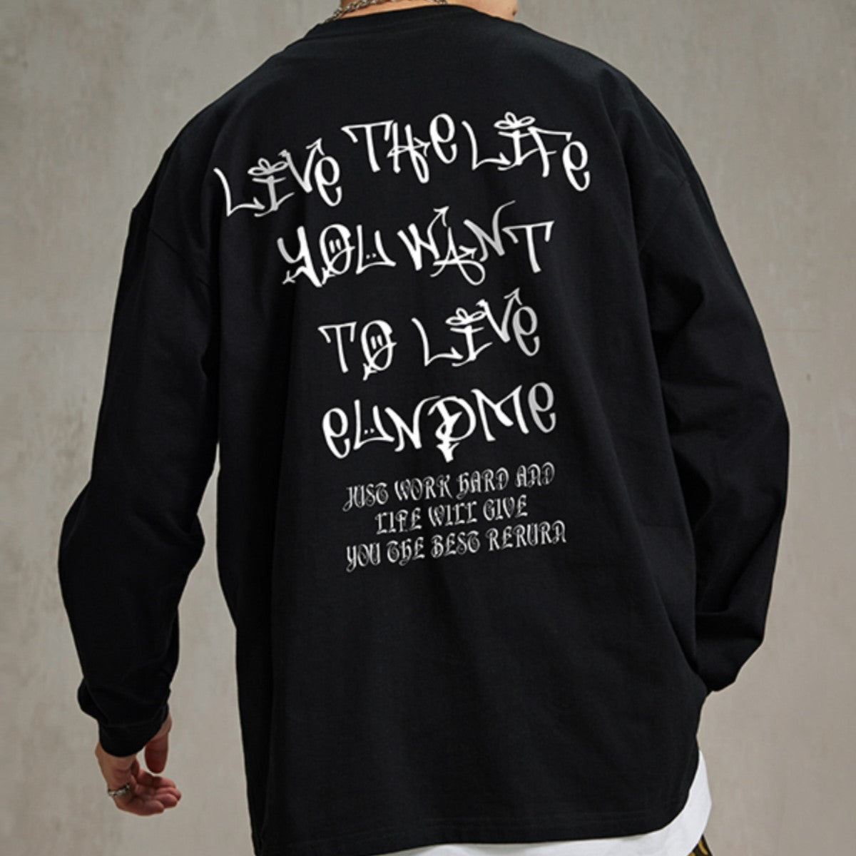 【OUTLET/即納】レターバックプリントストリート長袖Tシャツ U1891