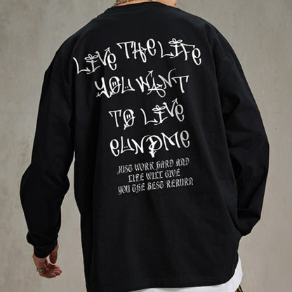 【OUTLET/即納】レターバックプリントストリート長袖Tシャツ U1891