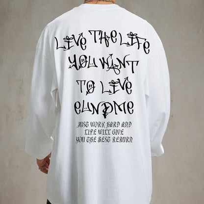 【OUTLET/即納】レターバックプリントストリート長袖Tシャツ U1891