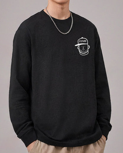 グラフィックキャップアイコン長袖Tシャツ U2370