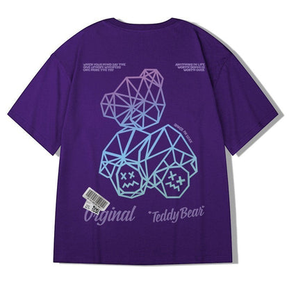 グラデーションベアバックプリント半袖Tシャツ U2320