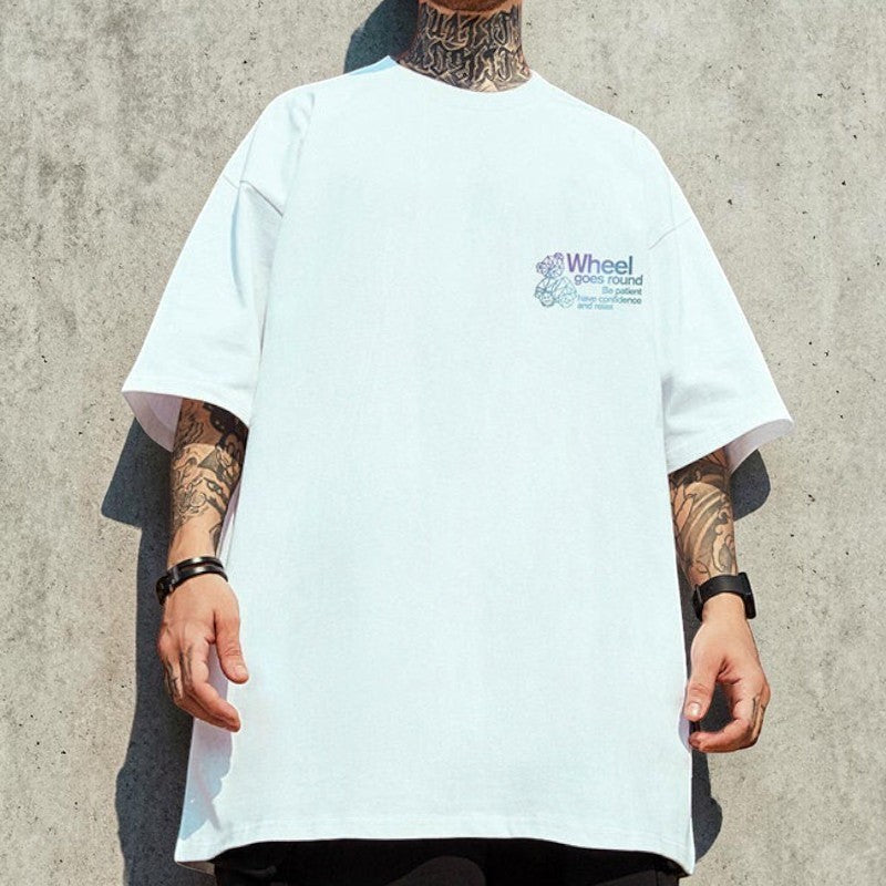 グラデーションベアバックプリント半袖Tシャツ U2320