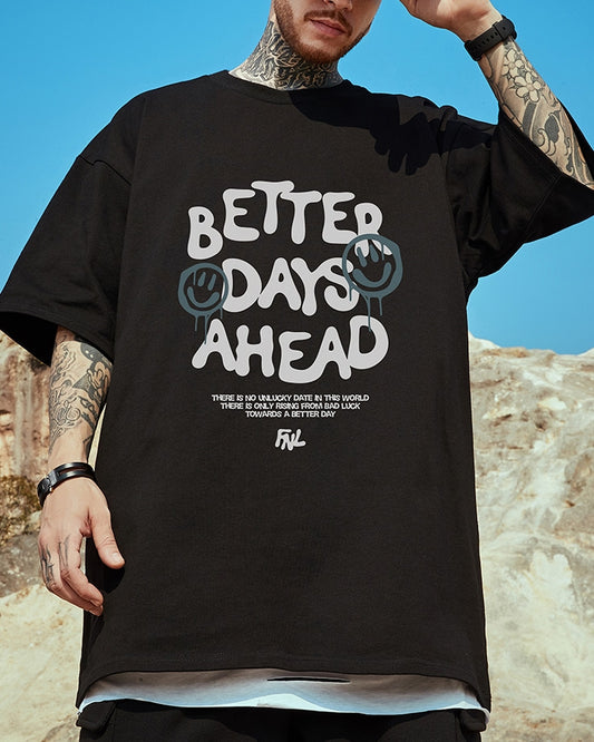 ドロップアートタイポグラフィ半袖Tシャツ U2236
