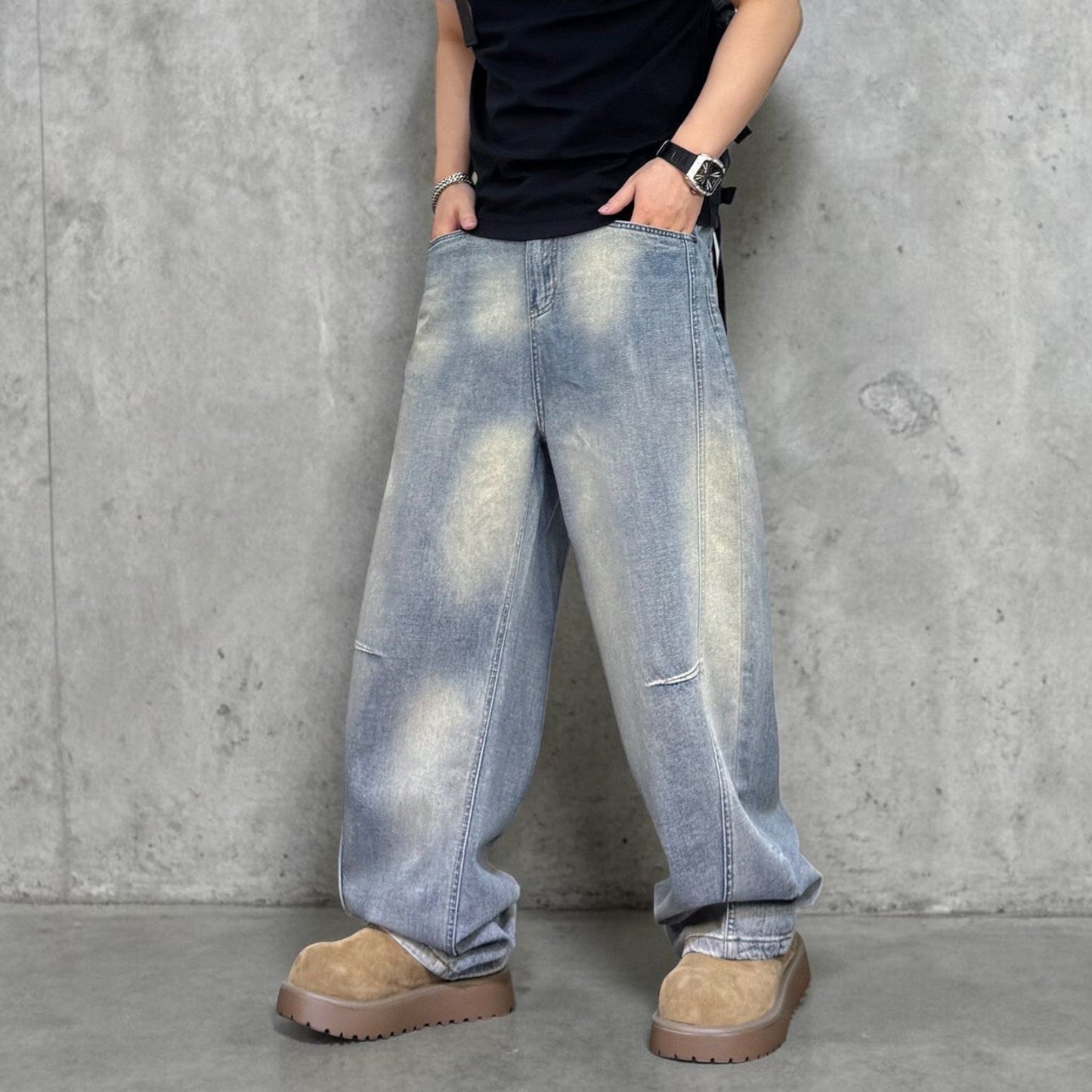 ウォッシュドワイドシルエットデニムパンツ U2585