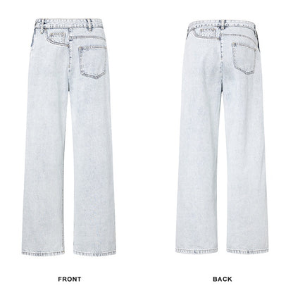 アシンメトリーサイドジップデニムパンツ U2363