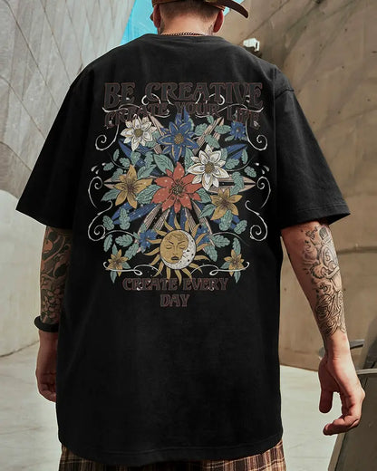 【OUTLET/即納】サイケデリックグラフィックメッセージ半袖Tシャツ U2117