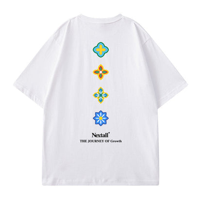 グラフィックバーティカルラインプリント半袖Tシャツ U2579