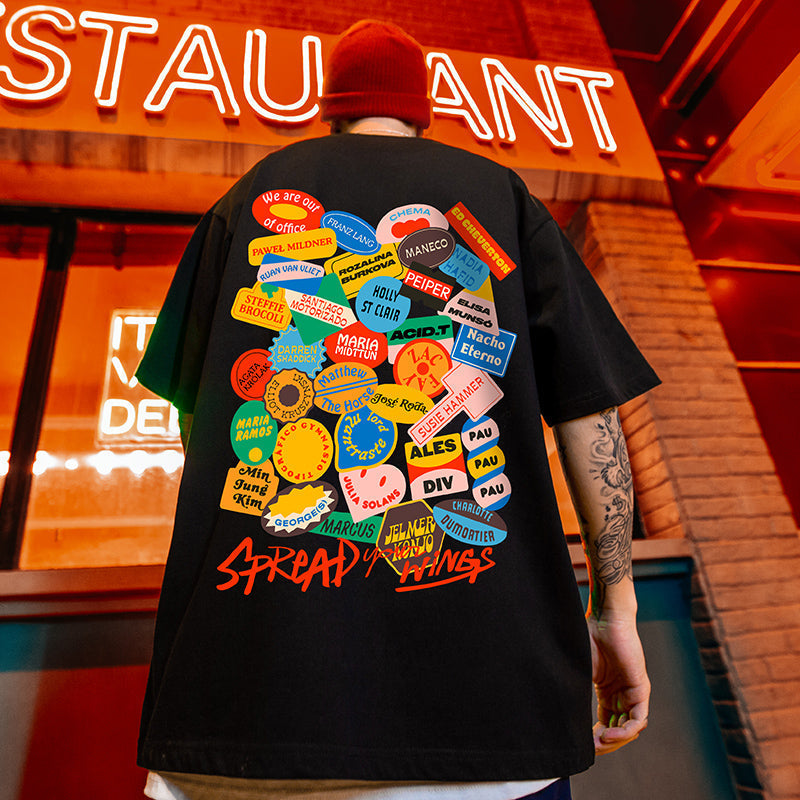 【OUTLET/即納】ヒップホッププリントルーズ半袖Tシャツ U1800