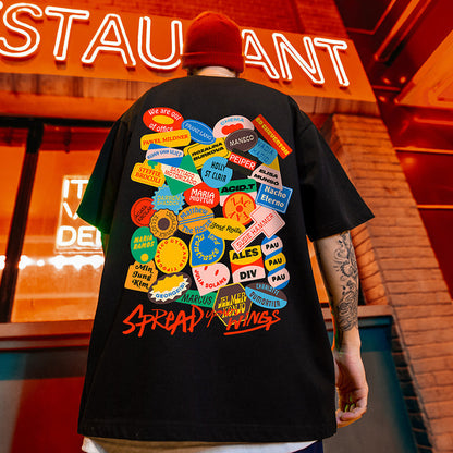 【OUTLET/即納】ヒップホッププリントルーズ半袖Tシャツ U1800