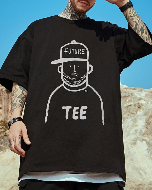 コミカルフェイスプリント半袖Tシャツ U2176