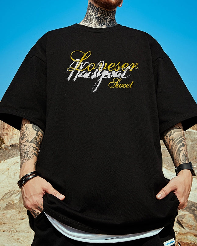 スクリプトロゴフロントプリント半袖Tシャツ U2116