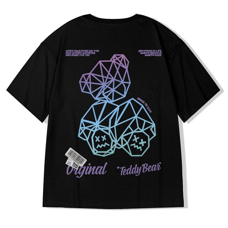 グラデーションベアバックプリント半袖Tシャツ U2320