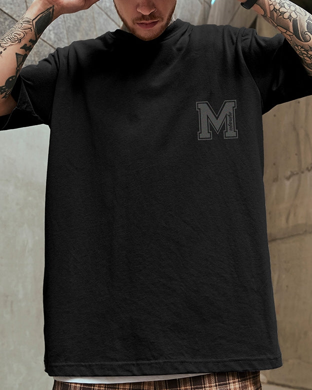 モノトーンスターアートプリント半袖Tシャツ U2255
