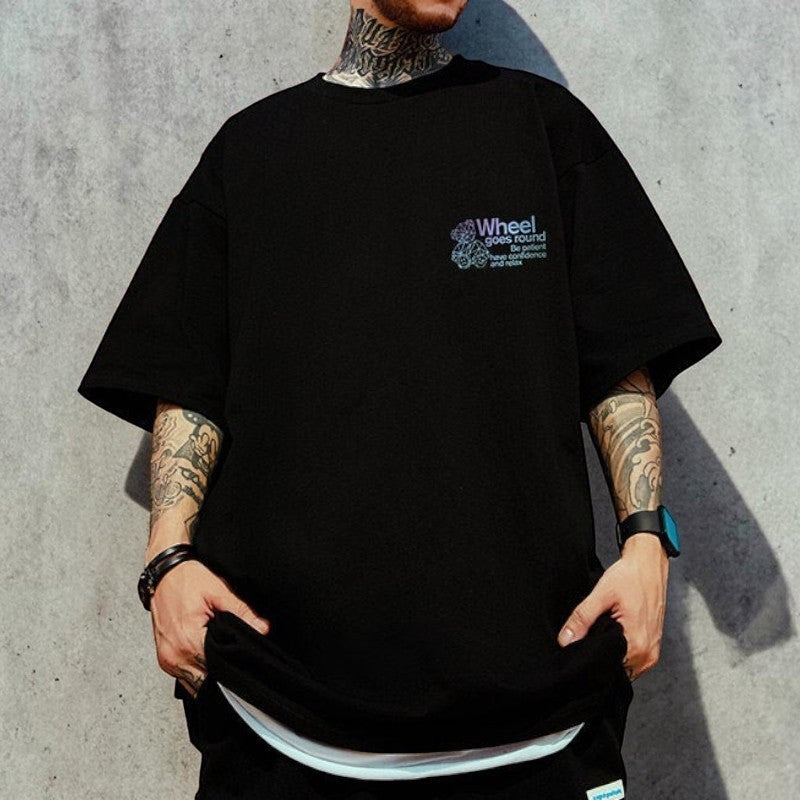 グラデーションベアバックプリント半袖Tシャツ U2320