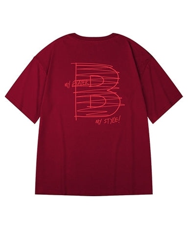 Bラインロゴバックプリント半袖Tシャツ U2211