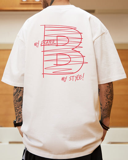 Bラインロゴバックプリント半袖Tシャツ U2211