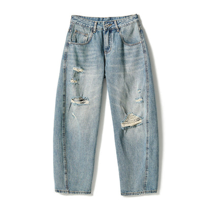 【OUTLET/即納】ワイドシルエットダメージデニムジーンズ U2361
