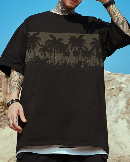 パームツリーグラフィック半袖Tシャツ U2181