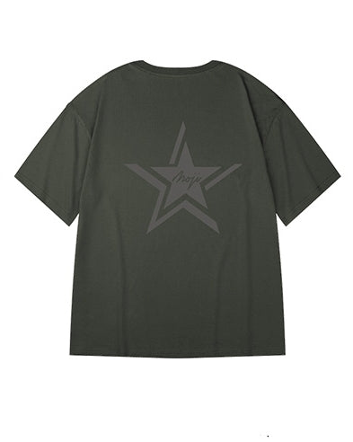 モノトーンスターアートプリント半袖Tシャツ U2255