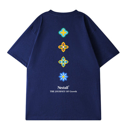 グラフィックバーティカルラインプリント半袖Tシャツ U2579