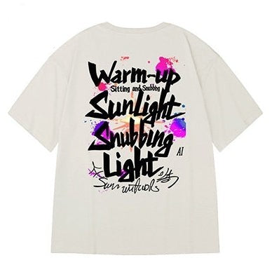 【OUTLET/即納】スプラッシュプリントバックデザイン半袖Tシャツ U2593